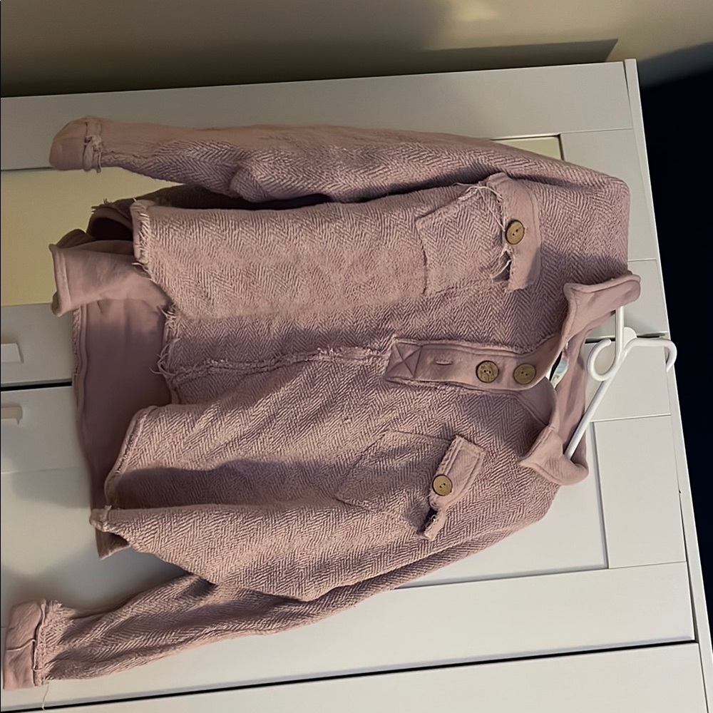 Pink Textured Button-Up Jacket